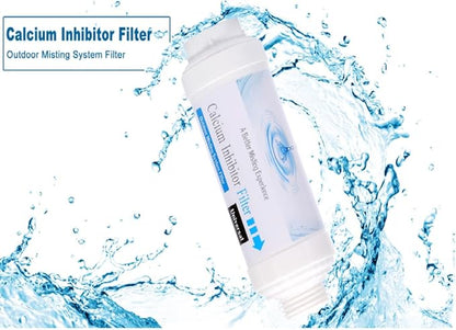 Misting System Calcium Inhibitor Filter for Patio Misters NSF certification Inline Water Soften Filter Effectively Reduce Hardness Spots, Soften Water, Upgraded Formula (PACK OF 2)