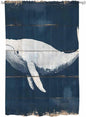Sheer Curtains 63 Inch Length, Ocean Whale Blue Semi Sheer Curtains Light Filtering Window Treatment, Watercolor Coastal Vintage Wood Grain Privacy Voile Drapes for Living Room Bedroom 52x63 Inch