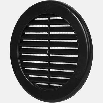 Vent Systems 4" Inch (Opening Dimensions) - Pack of 10 - Black Soffit Vent Cover - Plastic Round Air Vent Grille - Built-in Mesh Screen - HVAC Register Louver for Bathroom, Home, Kitchen