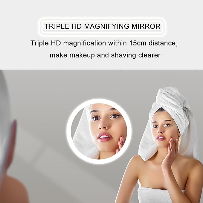 Bathroom Mirror with LED Lights，Smart Illuminated LED Bathroom Mirror，Energy-Saving LED Smart Mirrors，LED Mirror for Bathroom，with Demister Pad and Smart Touch Switch(H70*W90cm/H27.6*W35.4IN)