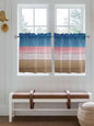 Blue Pink Brown Gradient Wood Grain Window Valance Curtains, Vintage Wood Board Light Filtering Kitchen Valance with 3-inch Rod Pocket for Living Room Bathroom Bedroom,2 Panel,27.5x36In