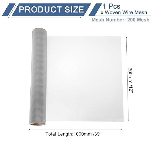 uxcell 200 Mesh 39" x 12" Woven Wire Mesh, 304 Stainless Steel Air Vent Filter Screen, Window Screen Mesh for DIY Projects Vents Cover Filtration Animals Fence