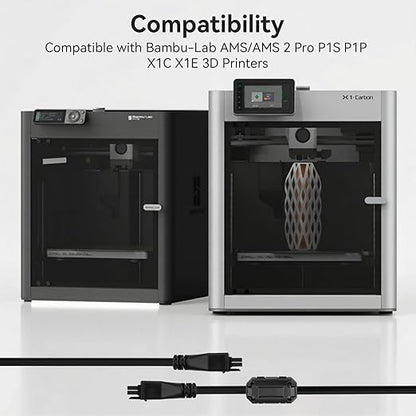 1.5M 6Pin AMS Extension Cable, 24AWG Copper Core Extension with Magnetic Ring Filter Compatible with Bambu Lab X1C/X1/X1E/P1P/P1S AMS-Lite 3D Printers(Not for A1/A1 MINI AMS Series)