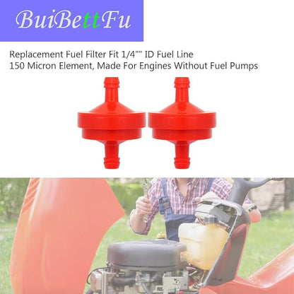 298090 394358 Lawn Mower 1/4" Inline Gas Fuel Filter for B & S BS 394358S 5098K AM38708 7-6572 1/4" Inline Gas 75 Micron Assembly (2/Pack)