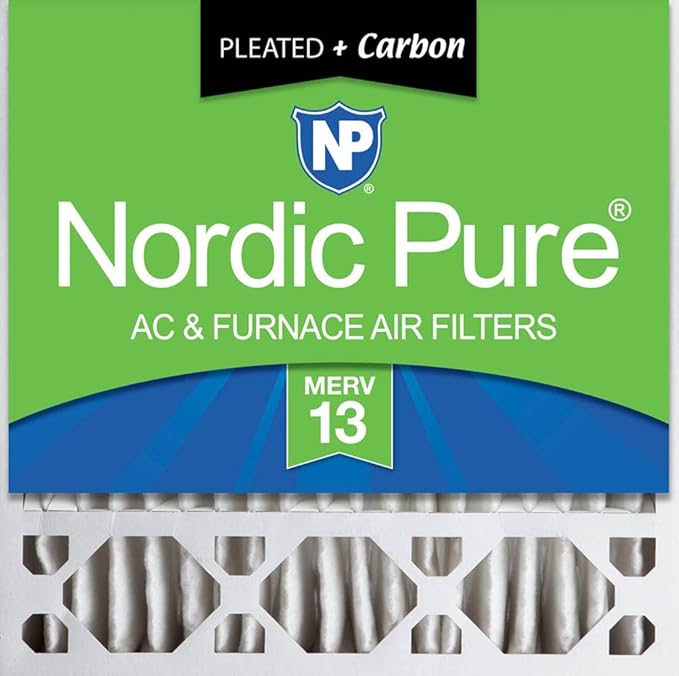 Nordic Pure 20x20x5 (Actual Size: 19 5/8 x 19 7/8 x 4 3/8) Honeywell Replacement Furnace Filters MERV 13 Plus Carbon 1 Pack