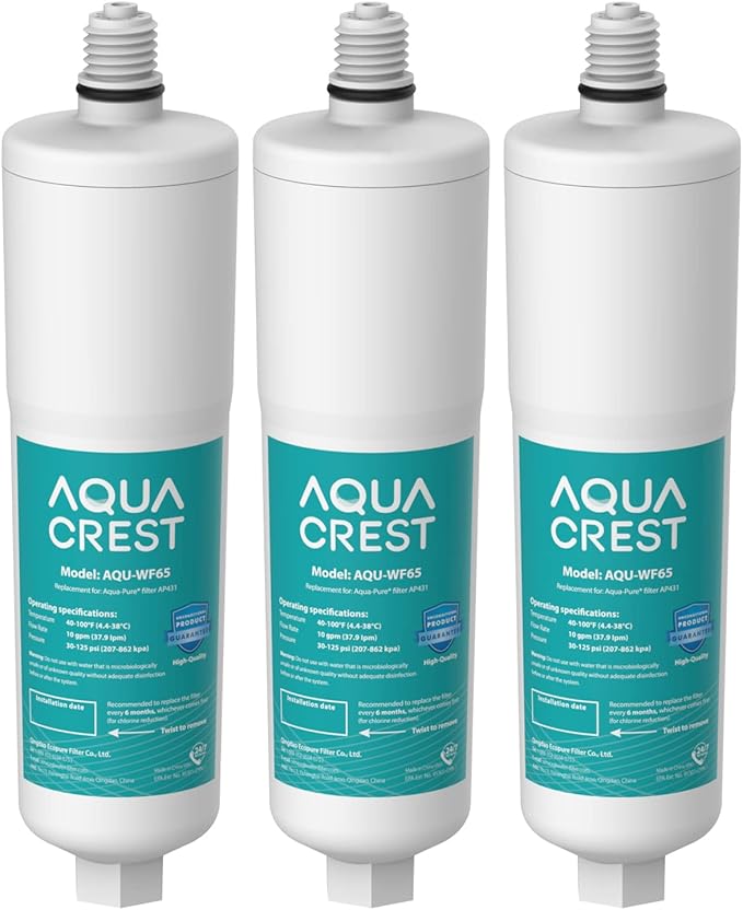 AQUACREST AP431 Replacement Cartridge for Aqua-Pure AP430SS, Whole House Water Scale Inhibition System, Helps Prevent Scale Build Up On Hot Water Heaters and Boilers, Pack of 3