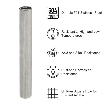 PATIKIL 40" L x 16" W Woven Wire Mesh, 250 Mesh 304 Stainless Steel Air Vent Filter Screen with Gloves for Window Security Vent Cover Filtration Animals Fence