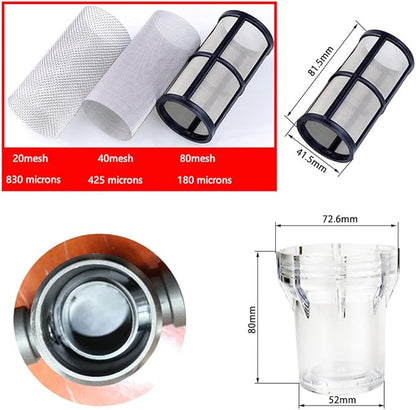 Sediment Filter Pressure Washer Filter Stainless Steel Filter 40Mesh Screen for Outdoor Gardening Inlet Water 1 Inch Female Thread Connector