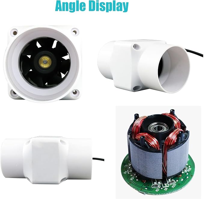 12v Inline Duct Fan 2 Inch with Variable Speed Controller 6w 22cfm HVAC Quiet Ventilation Booster Exhaust Blower Home Use for Grow Tents (Color : NO Adjustable Speed, Size : White)