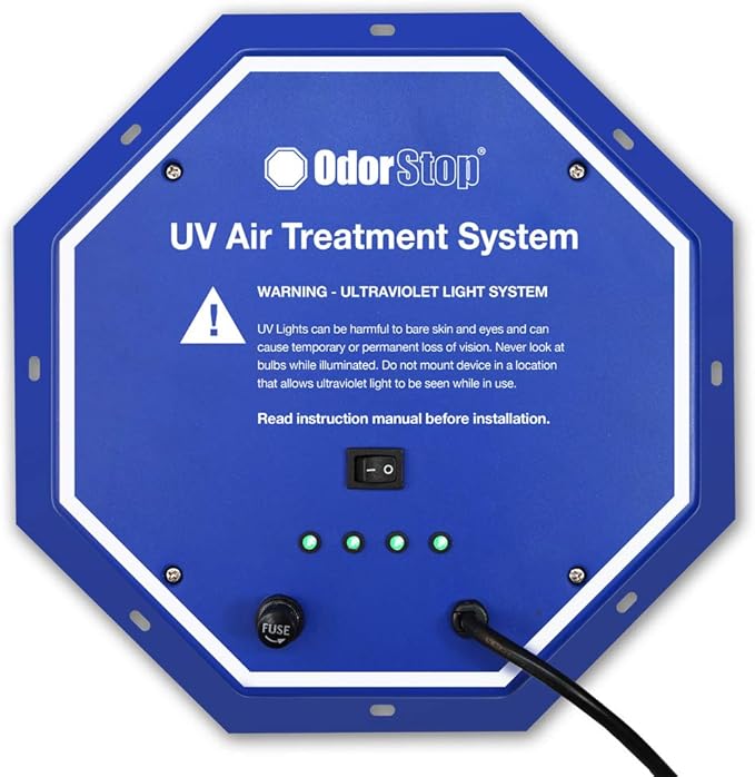 OdorStop OS36PRO1 UV Air Purifier - 36 Watt System with Energy Saving Airflow Sensor and 16” Bulb (OS36PRO1 w/Air Flow Sensor, 16” Bulbs)