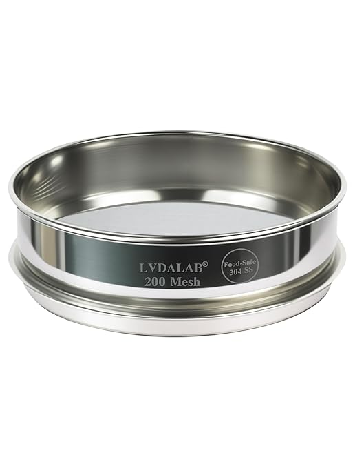 All 304 Stainless Steel 200 Mesh Test Sieve (0.075mm Aperture), 8 Inch/20cm Diameter, Lab Sifter, Fine Screen for Cement Powder, Silt, Soil & 3D Printing Filtering