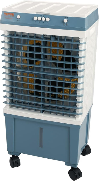 VEVOR Evaporative Air Cooler,1400 CFM 11X31 inch Air Cooler,3 Speeds Cooler Portable Air Conditioner,Energy-Saved Swamp Cooler for party,pool and patio,5 Gal Water Tank & 550 Sq.Ft…