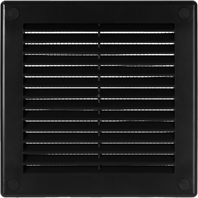 Vent Systems 4.5" x 4.5" Inch (Opening Dimensions) - Pack of 10 - Plastic Black Soffit Vent Cover - Flat Square Air Vent Grille - Air Vent Deflector - HVAC 5.9" x 5.9" Inch (Overall Dimensions)