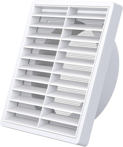 Air Vent ABS Louver Grille Cover 6 Inch, External Wall Vent Cover with Built-in Screen Mesh for Intake Exhaust Ventilation Exterior Door Ceiling Attic Storage Garage, White