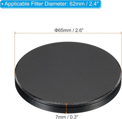 PATIKIL 62mm Lens Cap, Camera Lens Cap Cover Universal Front Metal Lens Filter Stacks Cap Protective Case for 62mm Camera Circular Polarizing Fader ND Filter, Black