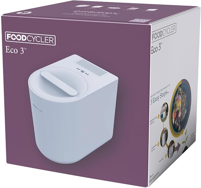 Food Cycler Eco 3 Compact Kitchen Food Recycler | Indoor Composter Bin Alternative | Electric Countertop Food Waste Disposer with Odorless 3.5L Indoor Food Waste Bin for Easy Waste Management | White