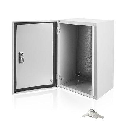 Electrical Box 20 x 12 x 10 Inch Indoor Outdoor Electrical Enclosure Box Steel Junction Box Wall Mounted Universal Electrical Project Box with Safety Locks and Mounting Plates