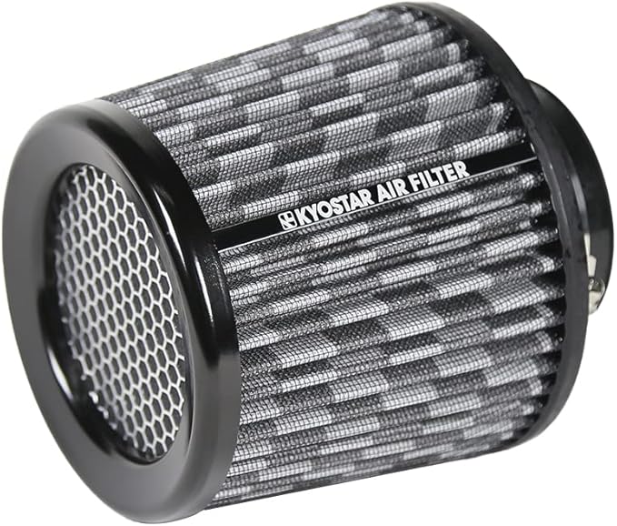 KYOSTAR Universal 3" (76mm) High-Flow Air Filter, Reusable Cone Cold Air Intake, High Performance Clamp-On Car High Flow Air Kit, Flange Diameter: 3 Inch, Filter Height: 6.4 Inch, Carbon Fiber Pattern