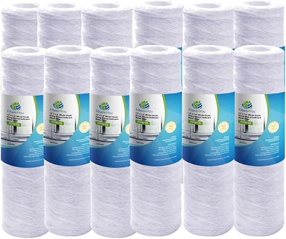 CFS – 12 Pack String Wound Sediment Water Filter Cartridges Compatible with RS5-SS Models – Removes Bad Taste and Odor – Whole House Replacement Filter Cartridge – 5 Micron