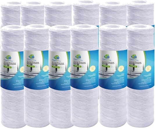 CFS – 12 Pack String Wound Sediment Water Filter Cartridges Compatible with RS5-SS Models – Removes Bad Taste and Odor – Whole House Replacement Filter Cartridge – 5 Micron