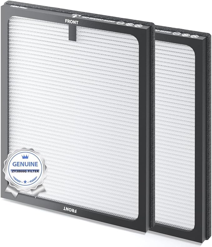 Air Purifier Filter for ZY3866G, Honeyuan Genuine Filter, 3-in-1 True HEPA, Air Purifier Replacement Filter for Pet Bedroom Smell, 2PCS