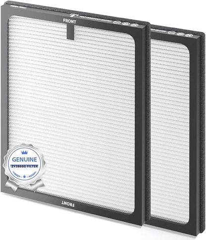 Air Purifier Filter for ZY3866G, Honeyuan Genuine Filter, 3-in-1 True HEPA, Air Purifier Replacement Filter for Pet Bedroom Smell, 2PCS