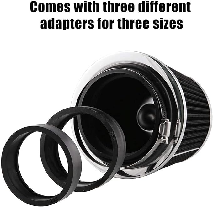 RYANSTAR Universal Clamp-on Air Intake Filter(2 Pack),3 In /3.5 In /4 In Three different Sizes, Round Tapered High Performance, Washable, Replacement Air Filter, For cars and motorcycles (black)
