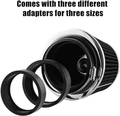 RYANSTAR Universal Clamp-on Air Intake Filter(2 Pack),3 In /3.5 In /4 In Three different Sizes, Round Tapered High Performance, Washable, Replacement Air Filter, For cars and motorcycles (black)