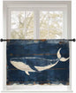 Sheer Curtains 45 Inch Length, Summer Whale Blue Semi Sheer Curtains Light Filtering Window Treatment, Coastal Ocean Vintage Wooden Grain Privacy Voile Drapes for Living Room Bedroom 52x45 Inch
