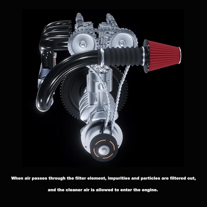 RYANSTAR RACING 76mm 3" High Flow Round Tapered Cone Cool Air Filter Cleaner with Top Filter Design Short 163mm tall