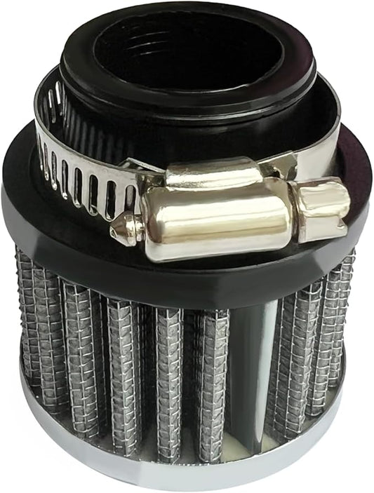 Air Intake Filter - 1" Universal Breather Filter, Automotive Cold Air Filter, Car Valve Cover Oil Breather Turbo Vent Crankcase Cleaner Accessory, Fits Car Motorcycle (Silver)