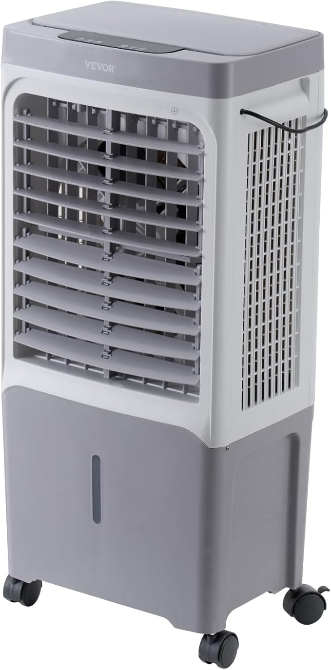 VEVOR Evaporative Air Cooler & Swamp Cooler, 1800 CFM Air Conditioner with 6.8 Gallon Water Reservoir, Remote Control, 12H Timer, 4 Ice Containers, 3 Fan Speeds, Air Humidifier, and Silent Operation