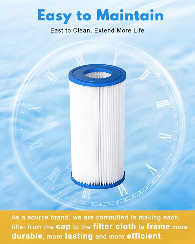 Pool Filter Cartridge for Type A or C,2 Pack Compatible with 29000E/59900E Aboveground Pools,Type A/C Reusable Swimming Filter for 1000/1500/530 GPH Filter Pump