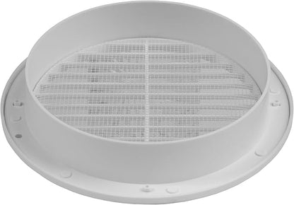 6" Inch (Opening) White Round Air Vent Cover - 5 Pack - Plastic Fresh Air Intake Vent - Modern Soffit Vents - AC Cover with Nylon Mesh Screen - Wall, Ceiling HVAC Return Air Register