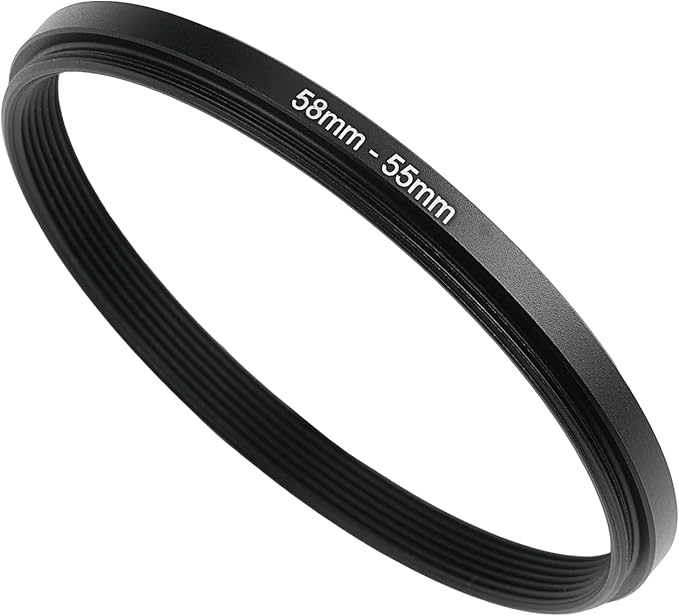 58mm to 55mm Step-Down Ring Filter Adapter,for All Brands UV ND CPL, Metal Ring Step-Down Rings Adapter Filter (58mm-55mm)