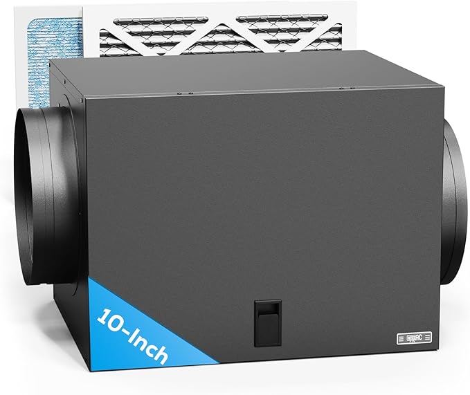Filter Box 10 inches with Efficient Box Fan Filter, Duct Filters Box for Fresh Air Intake and Improved Airflow, HVAC Filter Box for Family, Factory, Minerals, Planting Tents