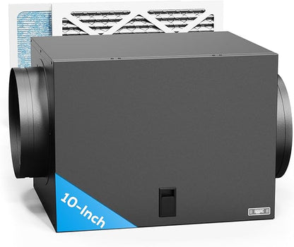 Filter Box 10 inches with Efficient Box Fan Filter, Duct Filters Box for Fresh Air Intake and Improved Airflow, HVAC Filter Box for Family, Factory, Minerals, Planting Tents