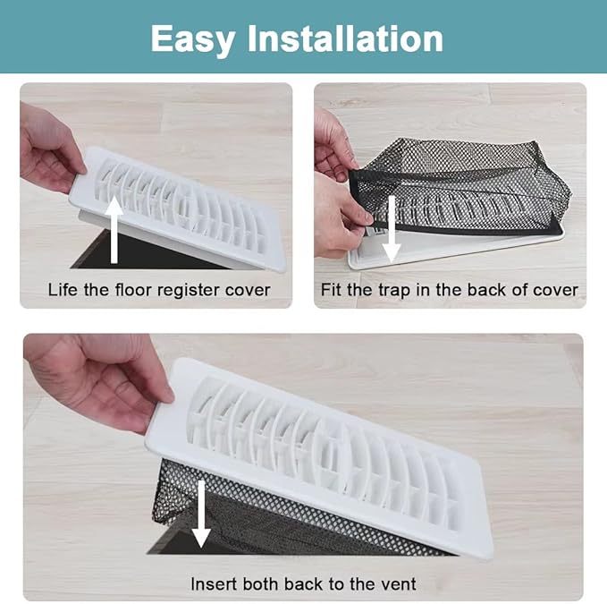 Floor Register Cover Trap, Floor Air Vent Cover Screen for Home Air Vent Filters 5-Pack Floor Vent Mesh Filters Net Trap… (4 x 10 Inch)