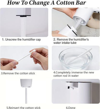 50PCS Humidifier Stick Filter Refill, 0.3"×4" Mini Air Diffuser Pure Wicks Universal Cotton Replacement Wicks for Small Portable Humidifier Diffuser in Office Bedroom Home