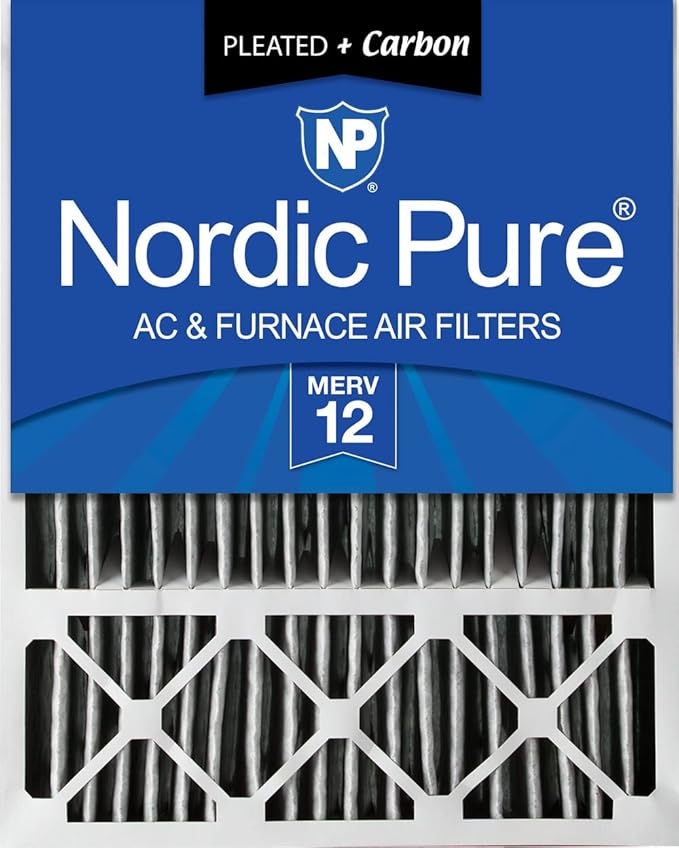 Nordic Pure 20x25x5 (Actual Size: 19 7/8 x 24 7/8 x 4 3/8) Honeywell Replacement Air Filters MERV 12 Plus Carbon 1 Pack