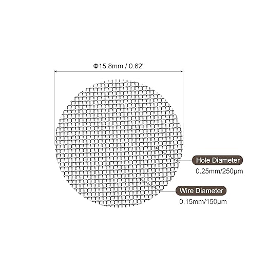 MECCANIXITY Pipe Screen Stainless Steel Screens, 5/8 Inch (15.8mm) Diameter for Pipe Filter, Pack of 60
