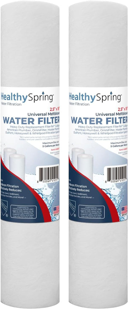 American Made, 5 Micron 10 x 2.5 Sediment Filter - Whole House Water Filter Replacement Compatible with Well Water Filters - P5, AP110, WHKF-GD05, Made in USA, 2-Pack
