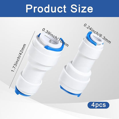 4 PCS 1/4 to 3/8 Water Line Adapter Push Connector 3/8 Quick Connect Fittings Od Quick Straight Push Connector for Purifiers Filters Water Systems
