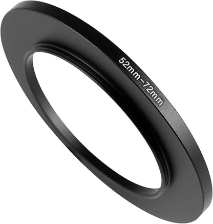 52-72mm Metal Step-Up Ring Adapter Compatible with Mirrorless Cameras DSLR Lens, UV CPL ND Filter Thread Converter, Black