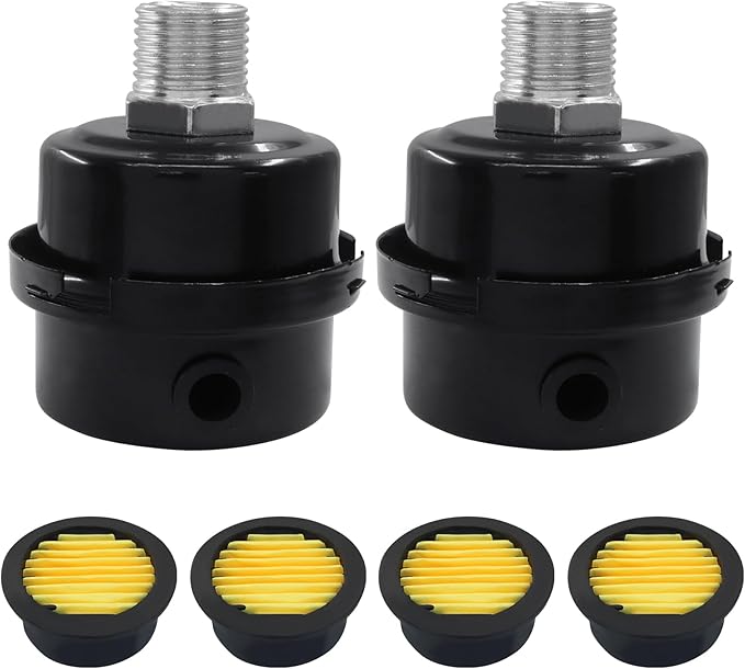 2 Pcs Air Compressor Silencer, 1/2 Inch Thread Intake Filter Muffler, 20 mm Air Compressor Silencer Filter for Generators and Blowers