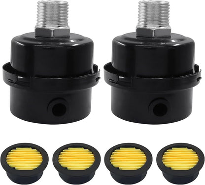 2 Pcs Air Compressor Silencer, 1/2 Inch Thread Intake Filter Muffler, 20 mm Air Compressor Silencer Filter for Generators and Blowers