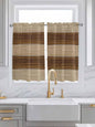 Retro Country Brown Wooden Board Window Valance Curtains, Farmhouse Gradient Plank Light Filtering Kitchen Valance with 3-inch Rod Pocket for Living Room Bathroom Bedroom,2 Panel,52x54In
