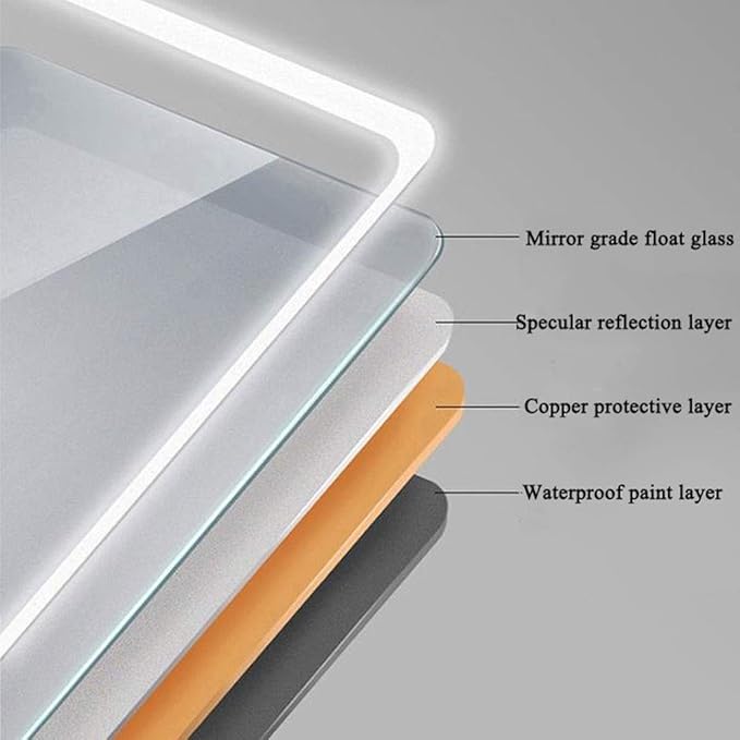 600 x 800mm LED Wall Mounted Bathroom Mirror with Lights Bathroom Mirror Touch Switch Demister Pad (Color : Horizontal Size : 600 * 800mm) (Vertical 600 * 800mm)