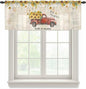 Farmhouses Sunflowers Sheer Valance Curtains, Retro Floral Leaves Red Truck Vintage Light Filtering Kitchen Valances Rod Pocket Voile Curtain Window Treatment for Bedroom/Living Room/Basement 60Wx18L