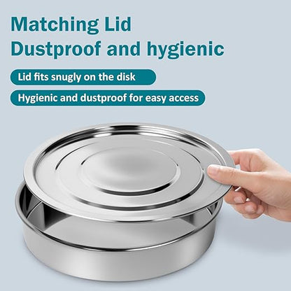 Lab Sieves Pan with Lid,LVDALAB All 304 Stainless Steel Test Sieve, Sample Test Sieves for Industrial Laboratory, 20cm/8'' Dia, 4cm/1.57'' Height